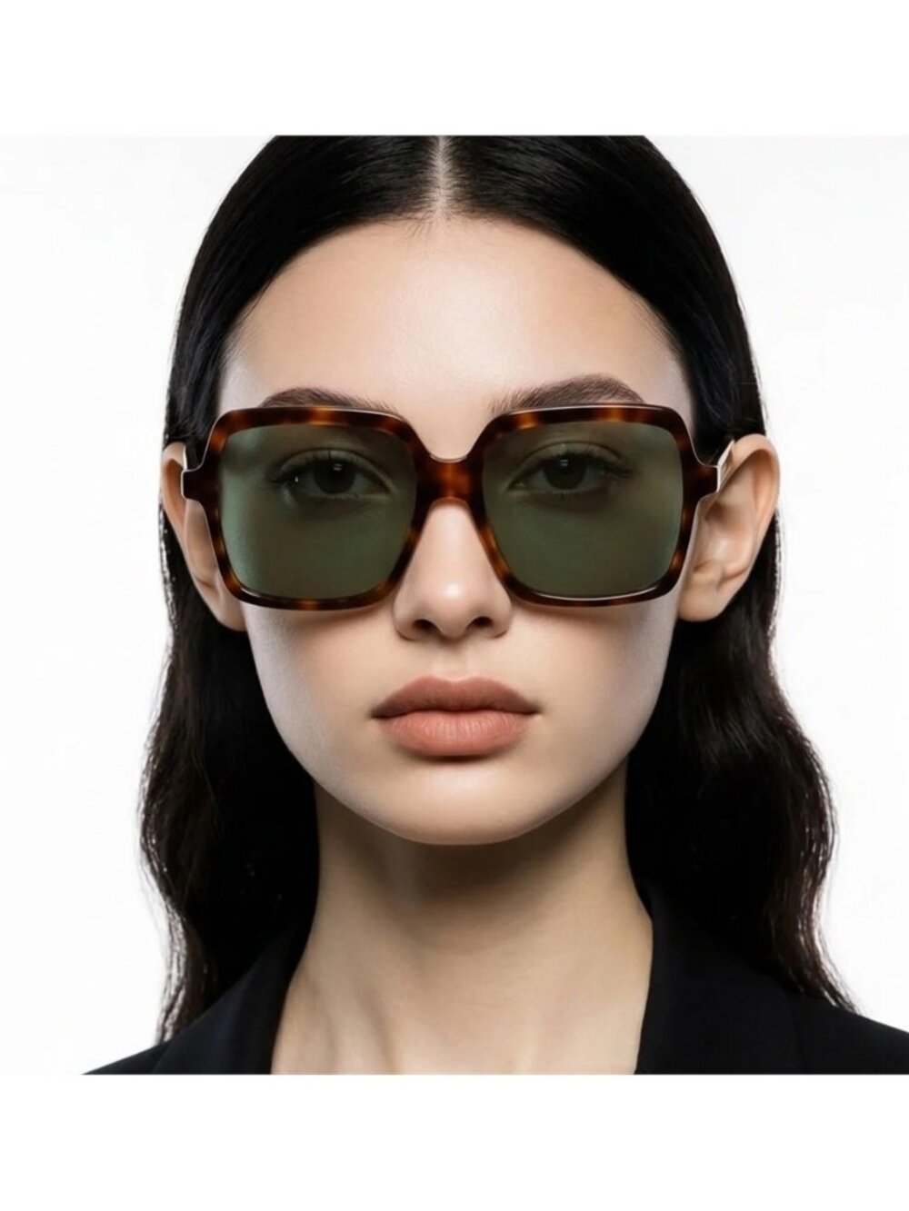 New Authentic Tortoise Square Sunglasses with Black Case SL 174 002